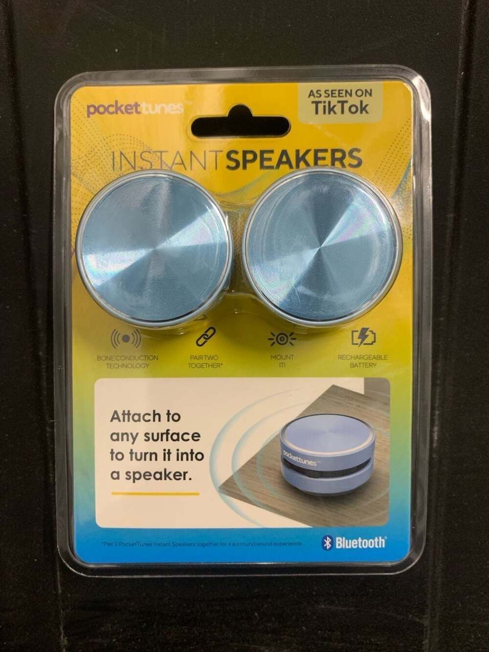 POCKET TUNES INSTANT SPEAKERS BLUETOOTH PACK OF 2 SIERRA BLUE As Seen on TIKTOK